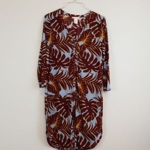 H&M Dresses - H&M leaf print 3/4 sleeve shirt dress size XS. H&M Dresses - H&M leaf print 3/4 sleeve shirt dress size XS.